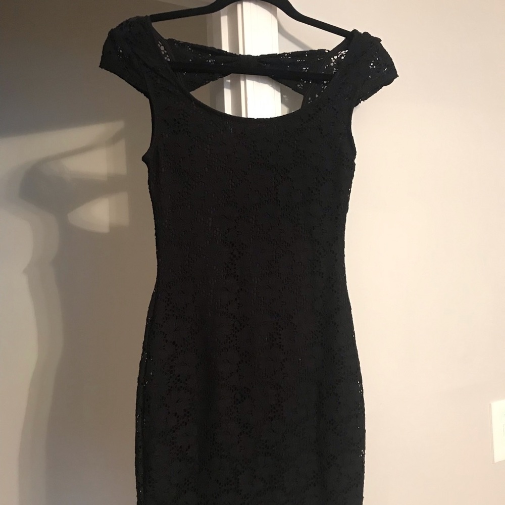 Black lace mini dress